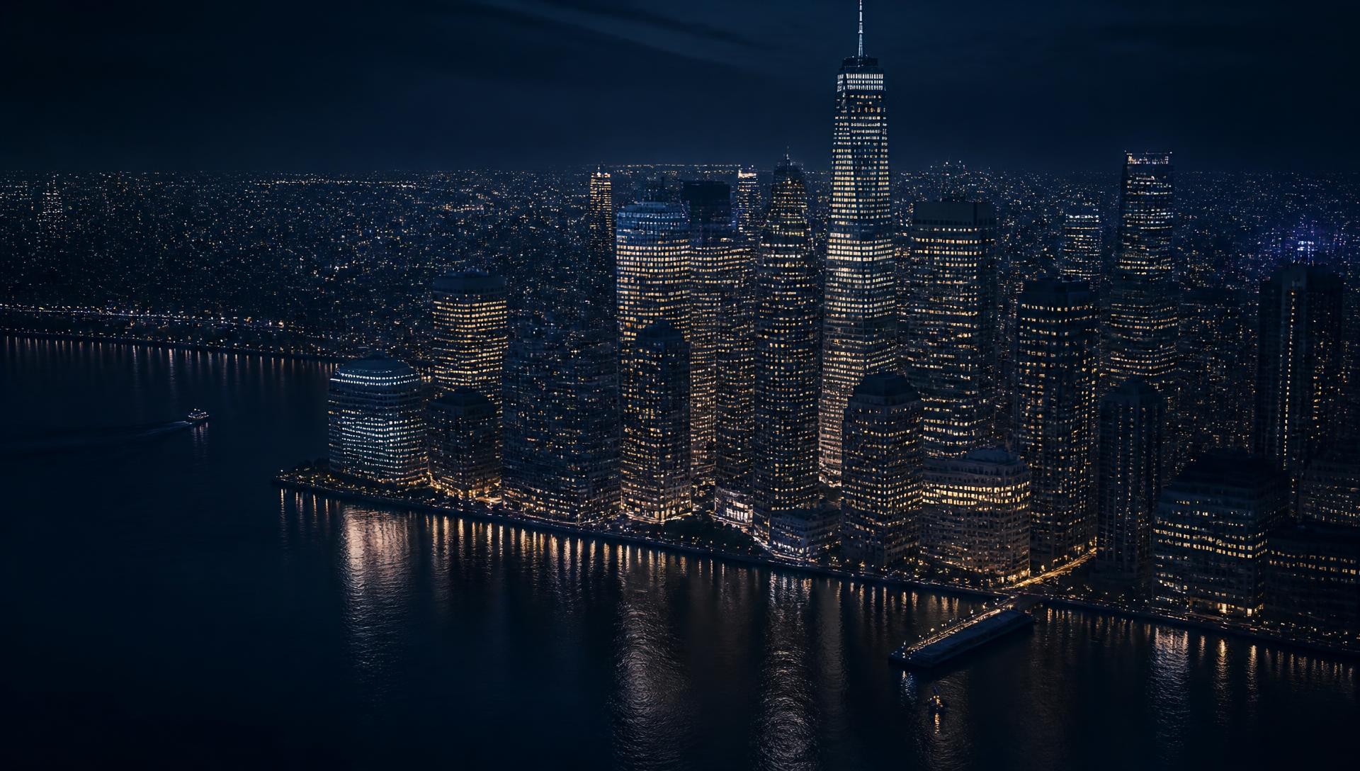 City skyline at night